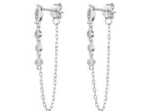 עגילי שרשרת משובצים