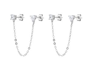 עגיל שרשרת זרקון-לב