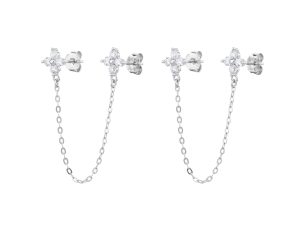 עגיל שרשרת פרח כפול