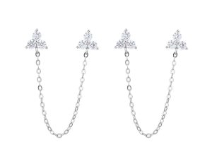 עגיל שרשרת פרח שלישייה כפול