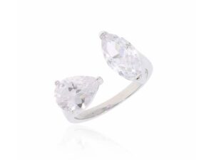 טבעת פתוחה טיפה אובלית כסף טהור 925