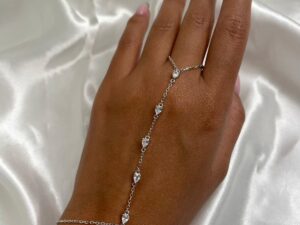 תכשיט כף יד כסף טהור 925 טיפות מרווחות משובץ זרקונים