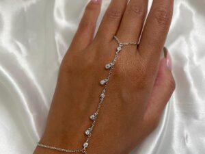 תכשיט כף יד כסף טהור 925 פרנזים זרקונים עגולים מתנדנדים