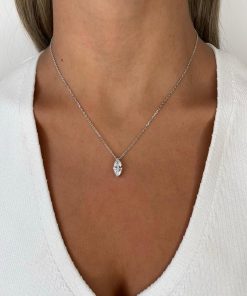 שרשרת תליון זרקון מרקיז marquise כסף טהור 925