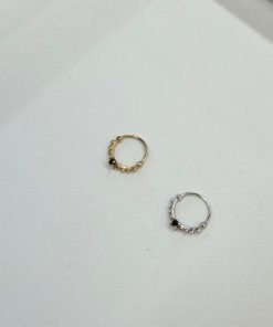 חישוק פירסינג הודי 14k כדורים ואבן זרקון