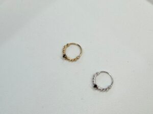 חישוק פירסינג הודי 14k כדורים ואבן זרקון