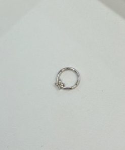 חישוק פירסינג זהב 14k עם פרח 4 עלים משובץ