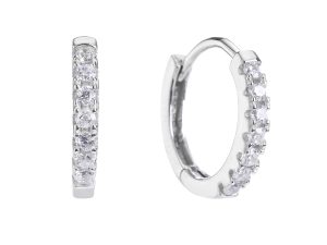 עגילי חישוק כסף משובצים קלאסיים