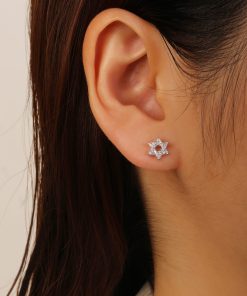 עגיל מגן דוד משובץ