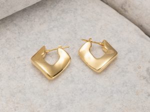 עגילי חישוק מעוין זהב 14K