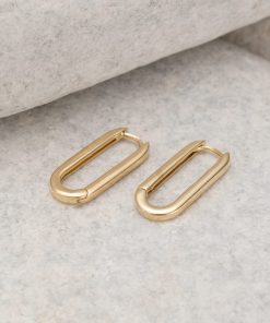 עגילי חישוק אובליים זהב 14K