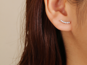 עגיל מטפס 6 זרקונים קלאסי ואלגנטי מתאים גם לחור שני