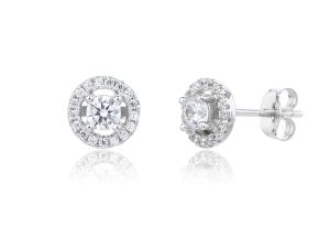 עגיל צמוד סוליטר אבן מרכזית ושיבוץ במסגרת