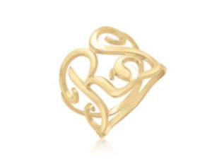 טבעת 2 אותיות מעוצבות