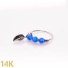 פירסינג חישוק זהב 14K אופל ונוצה