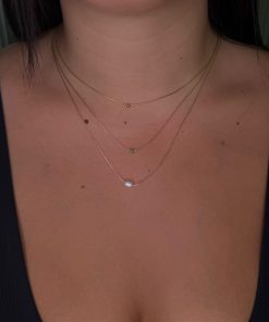 שרשרת 3 שורות משולבת חרוזים - פנינה ואבני חן בציפוי זהב