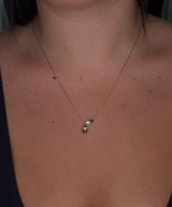 שרשרת פלוואר משולבת פנינה וטורקיז - שרשרת עדינה עם תליון פרח ואבני חן