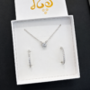 סט שרשרת זרקון קלאסית וחישוקי כסף משובצים בזרקוניה עשויים מכסף 925
