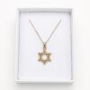 שרשרת מגן דוד זהב 14K - שרשרת תליון מגן דוד בעבודת טקסטורה מרהיבה